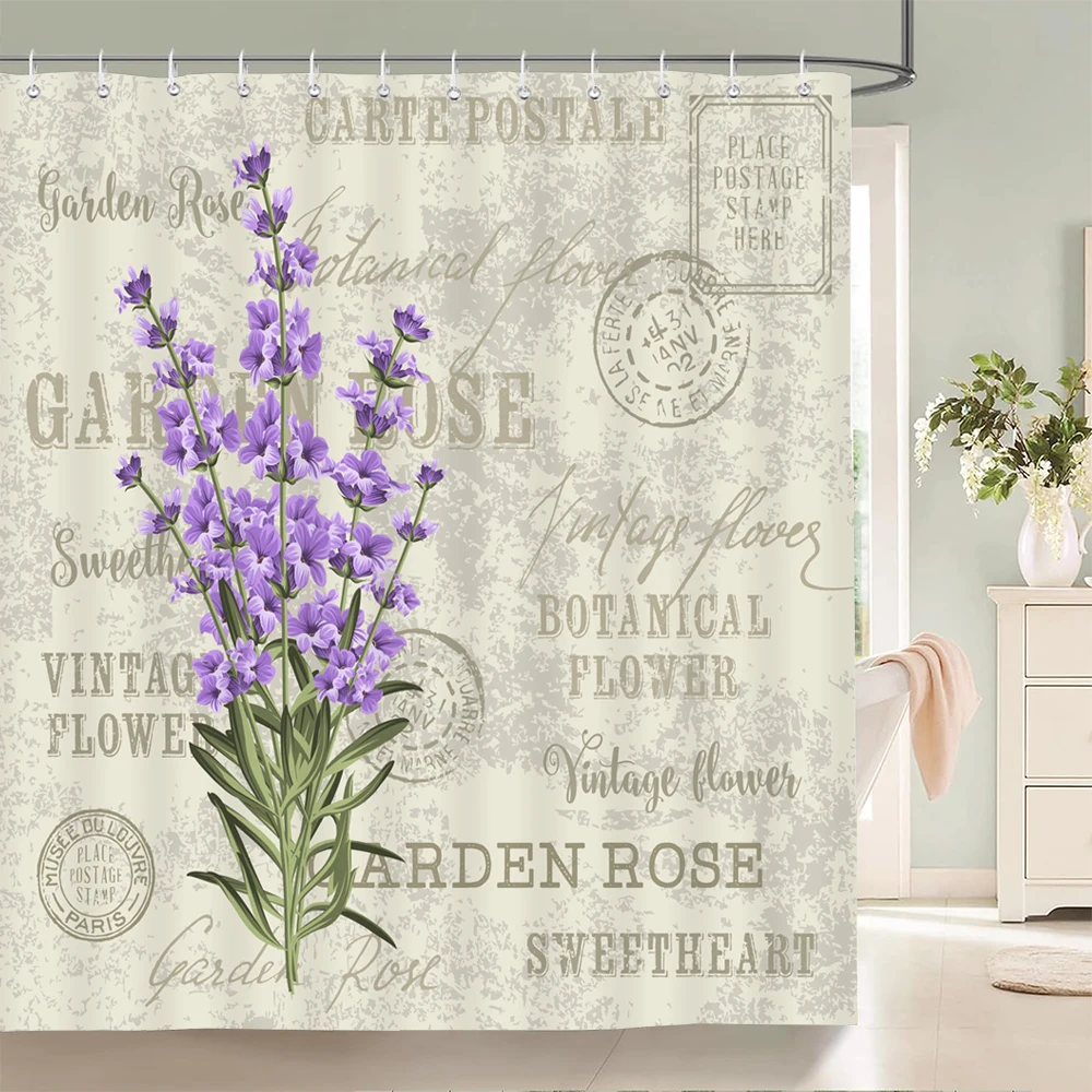 

3d Waterproof Shower Curtains European Retro Flower Bathroom Curtains With Hooks Decorative 180 * 200cm Polyester Bath Screen