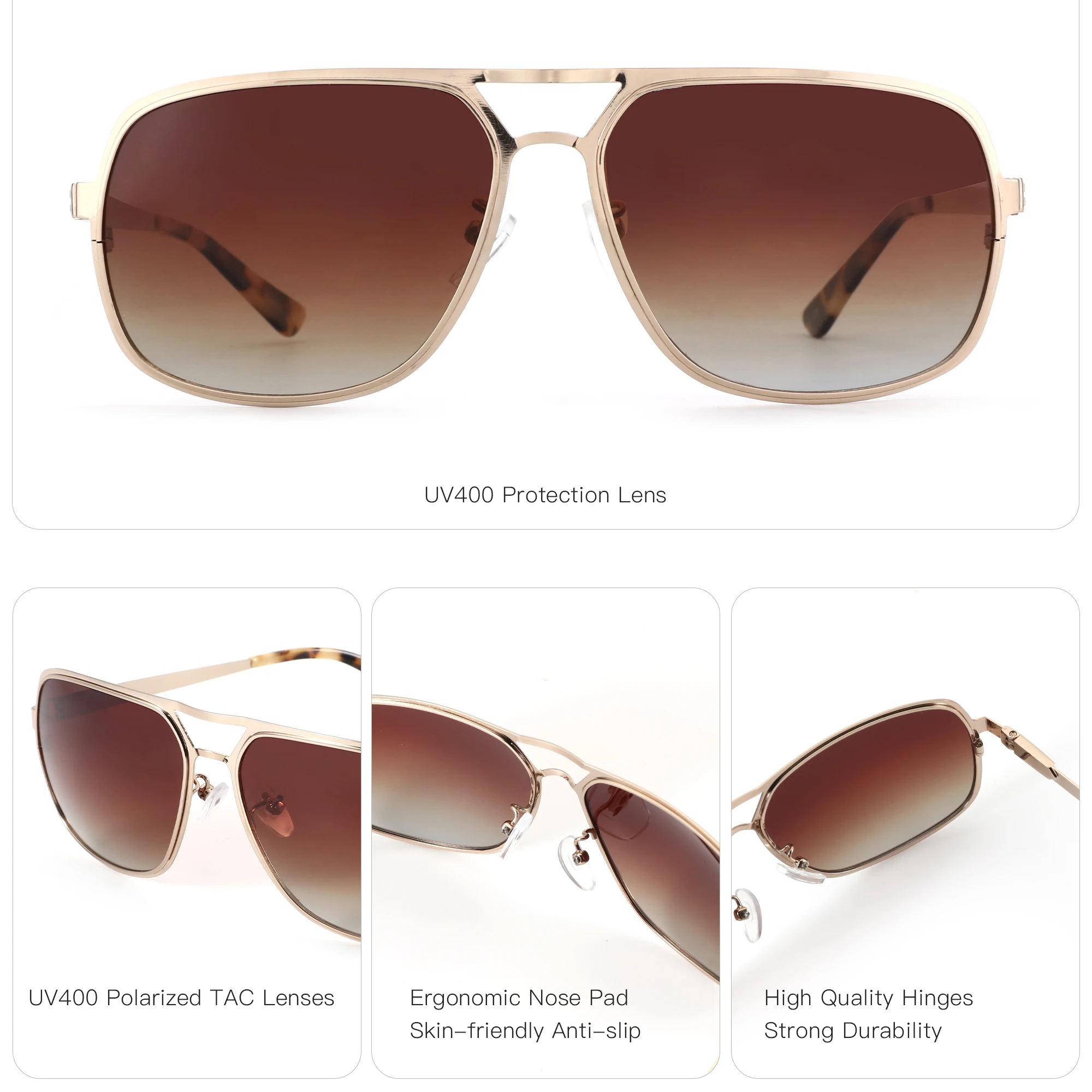 BLUEMOKY メンズ パイロット メタル カスタム 処方箋サングラス UV400 保護サングラス マルチフォーカス 近視矯正