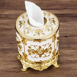 1pc European Circular Tissue Box, Cylindrical Paper Extraction box, Home Decoration, Hotel Restaurant, Hollow Paper Storage Box