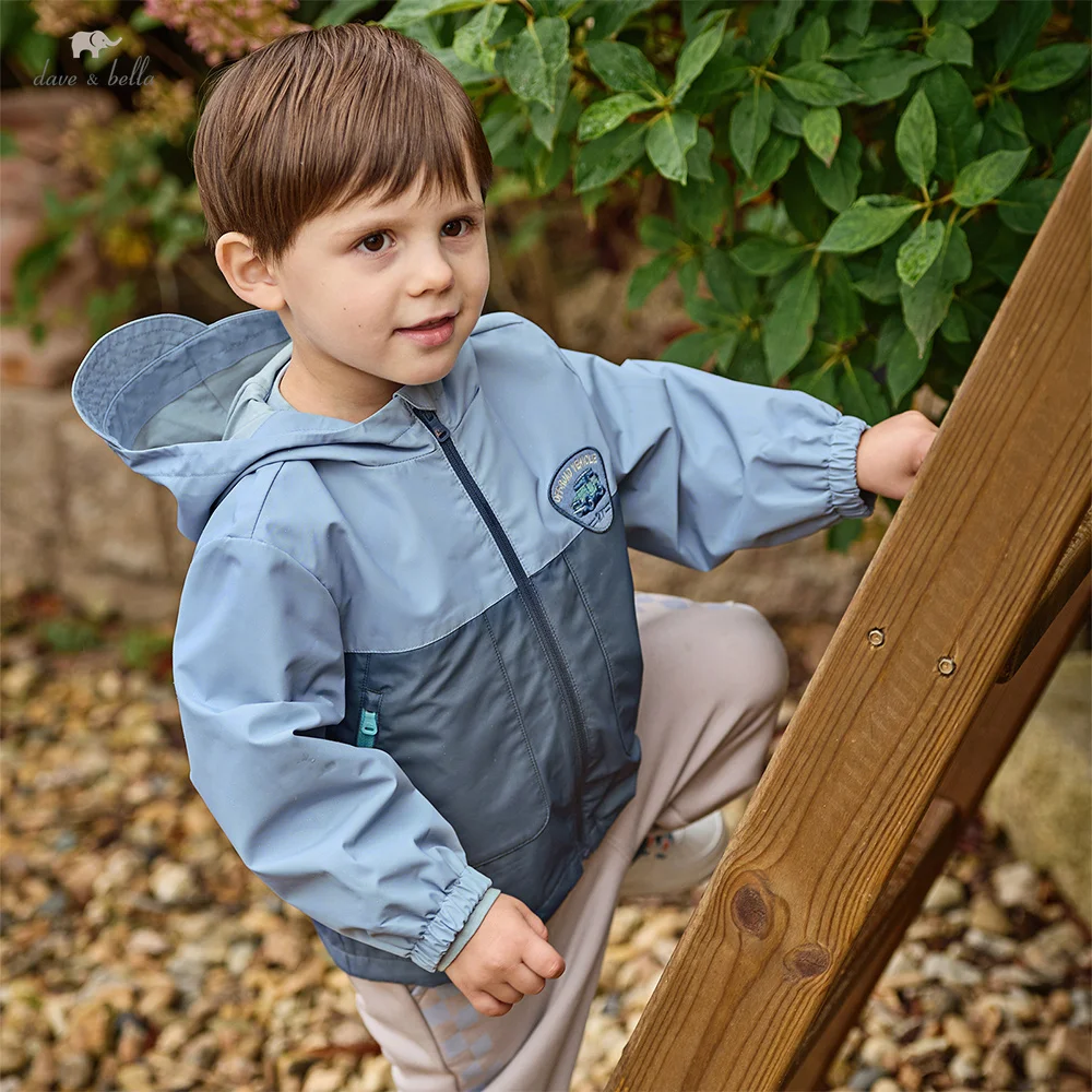 Dave Bella Children Jacket Autumn Spring Boys Casual Topcoat Long Sleeve Sport Hooded Outdoor Outerwear Kids Clothing DB1260164