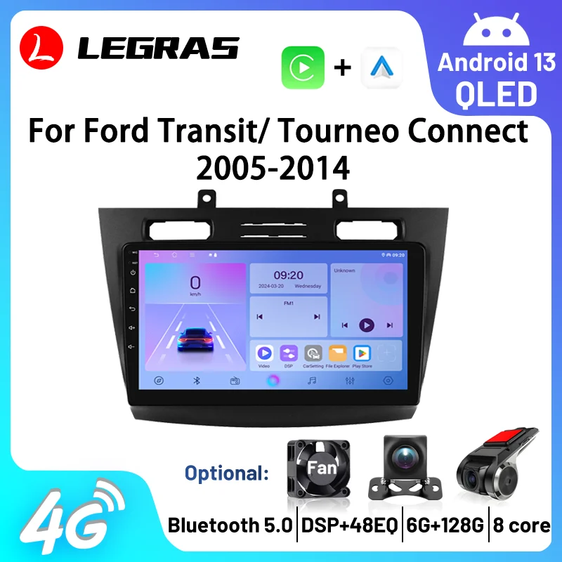 

Radio Bluetooth For Ford Transit Tourneo Connect 2005-2014 Navigation GPS FM Multimedia Stereo Player Carplay Android Auto Audio
