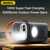 REMAX 100W 60000mAh High Capacity Power Bank Fast Charging For MacBook iPhone iPad 80000mAh PowerBank Outdoor 50000mAh Camping