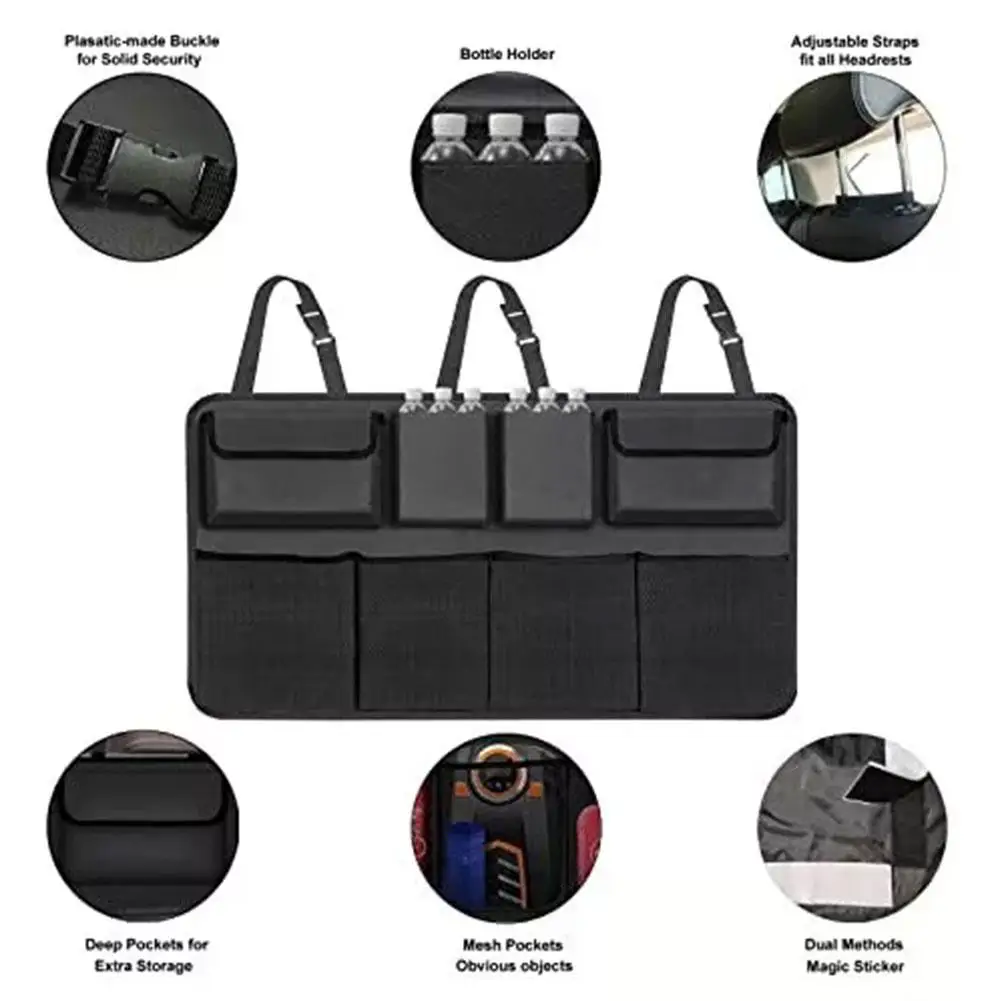 Car Trunk Organizer Large Capacity Foldable Waterproof Wear-Resistant Oxford Cloth  Multi-Functional  Car Rear Seat Back Storage