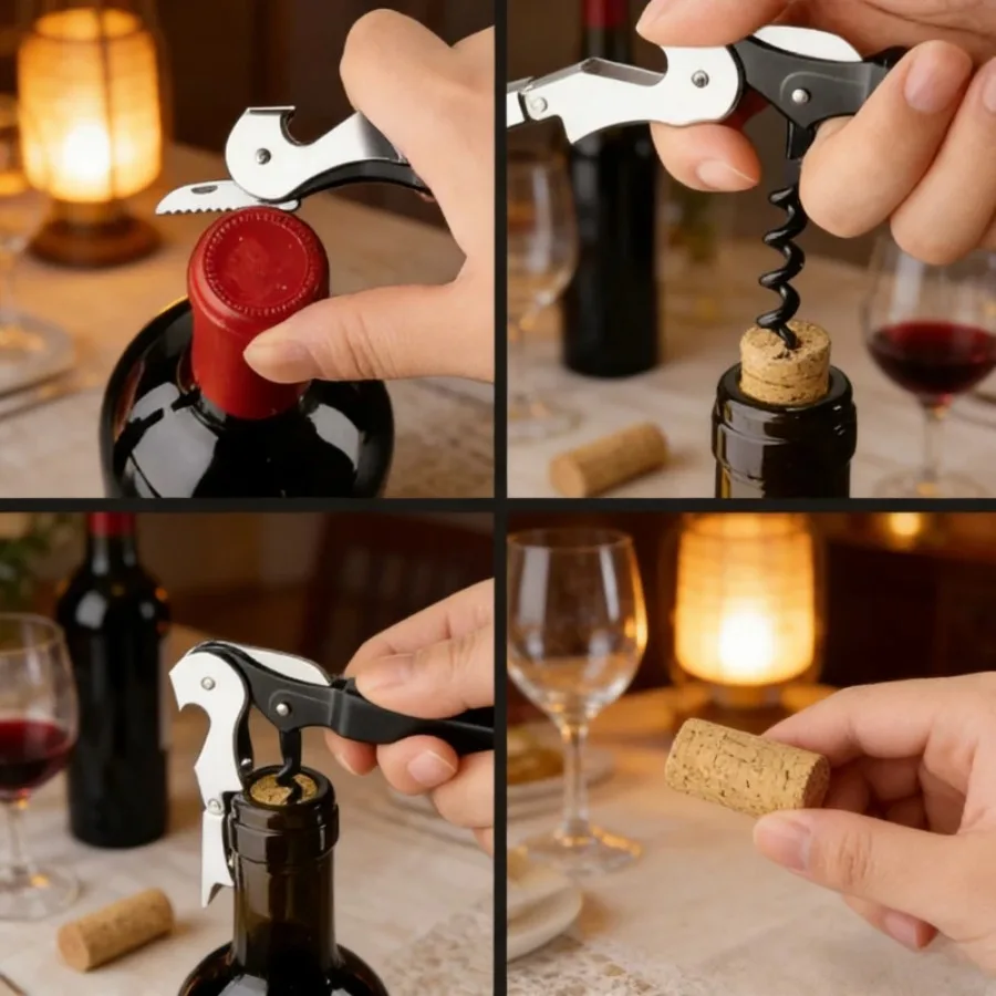 Portable Multifunctional Wine Opener, Compact Corkscrew with Bottle Cap Remover for Travel & Outdoor Use - Image 4