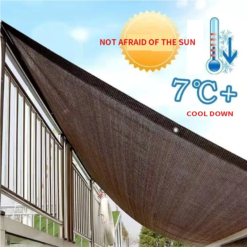 90% Blackout Anti-UV HDPE Shade Mesh Balcony Security Privacy Screen Garden Yard Fence Mesh Shade Mesh Awning Grey Brown