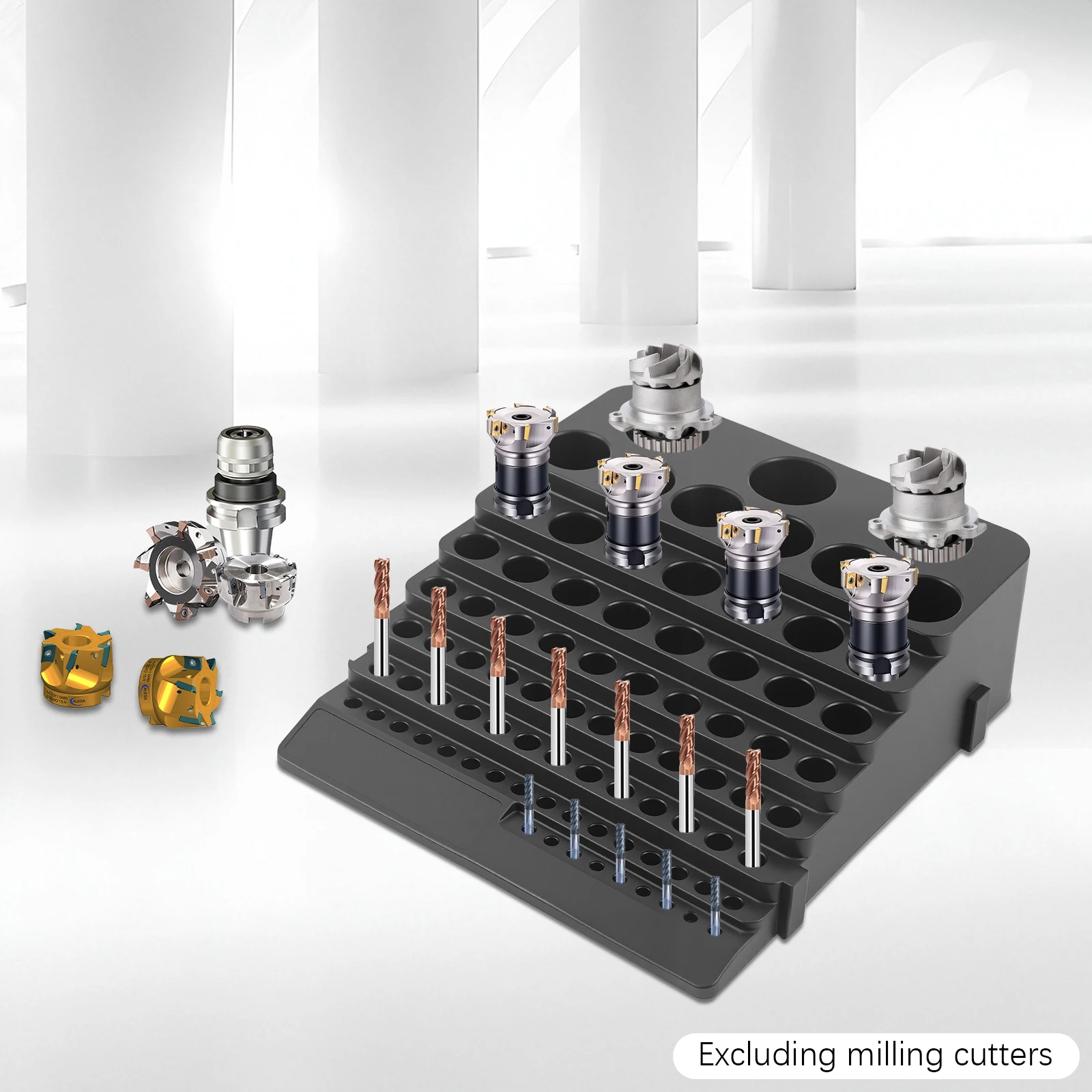 Drill Bit Organizer with Multi - Layer Storage,Milling Cutter Storage Box, 84 Holes Milling Cutter Storage Box,
