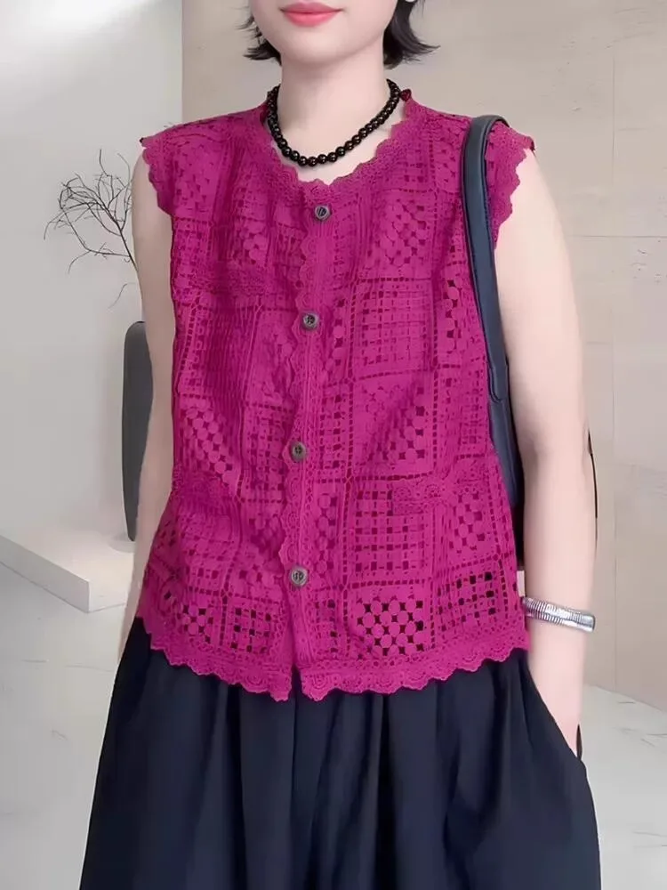 

Корейский летний женский топ-жилет без рукавов с вырезами, на одной пуговице, премиум-класса, модный