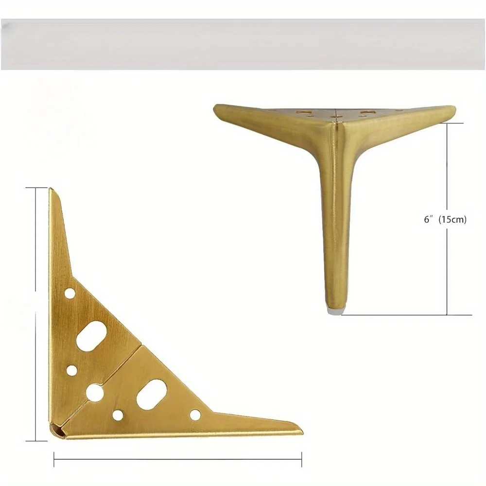 Juego de 4 patas de muebles de 15cm, patas de sofá de Metal, con almohadillas y tornillos antideslizantes, patas de repuesto de estilo moderno para muebles, 4 Uds.