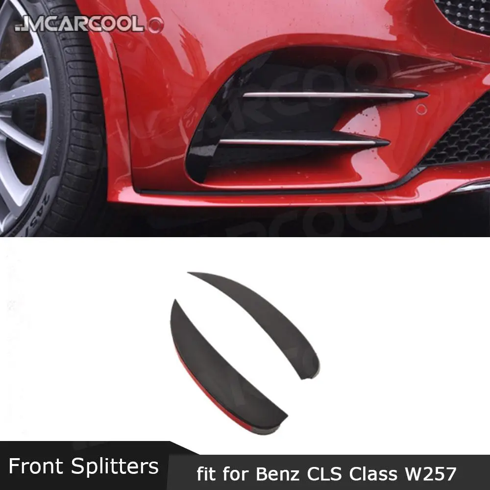 

Carbon Fiber Front Bumper Fins for Mercedes Benz CLS Class W257 CLS260 300 350 450 CLS53 AMG43 Style ABS Gloss Black Spliters