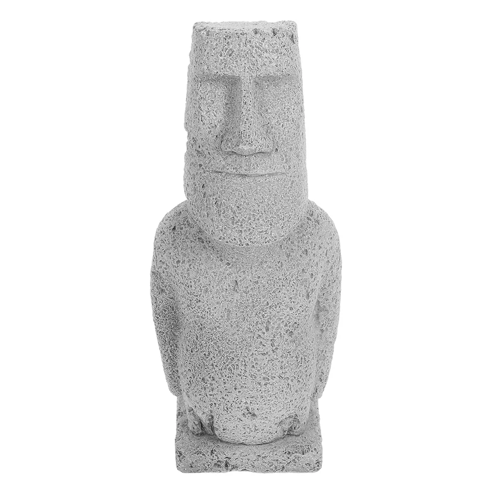 

High Realism Moai Statue Decorative Figurine Stone Sculpture Home Aquarium Centerpiece Fish Tank nament Garden Landscape Desktop