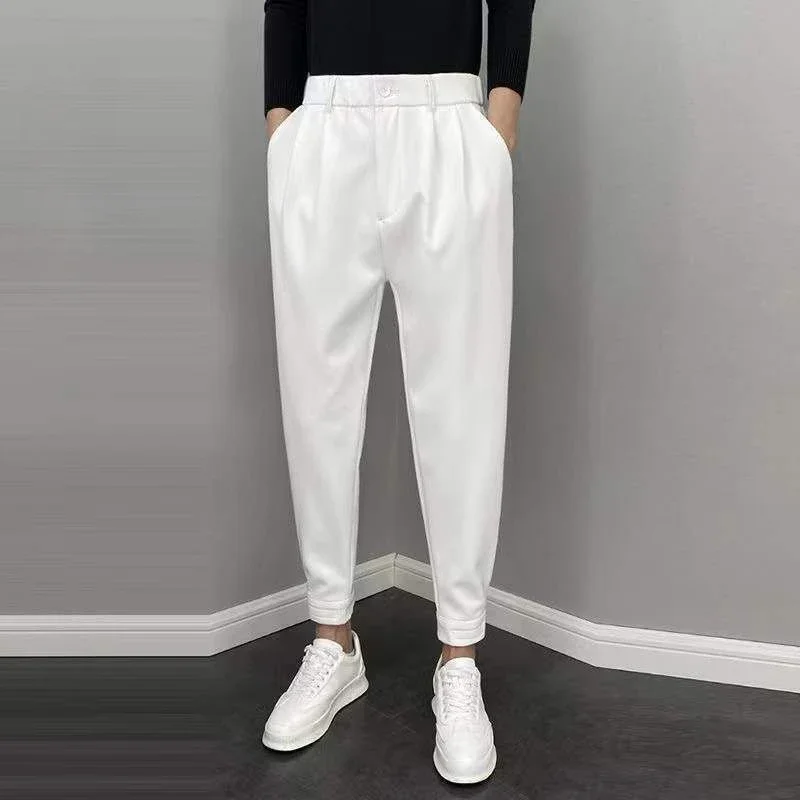 9 Cropped Office Male Suit Trousers Plus Big Size Men\'s Summer Pants Work Cheap High Quality Designer Clothes Elegant Tailoring