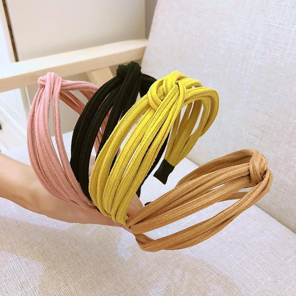 

6pcs Women Cross Knot Wide Headbands Fabric Covered Hair Accessories Knit Knot Headband For Yoga Sports Parties Daily Wear