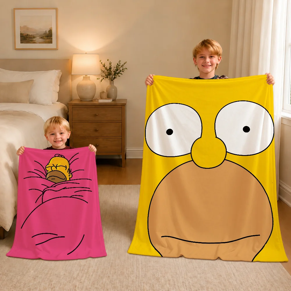 Fun Cartoon Classic The S-Simpsons Warm Soft Plush Blanket For Sofa Living Room Nap Home Bedroom Travel Gift Flannel Pet Hogar