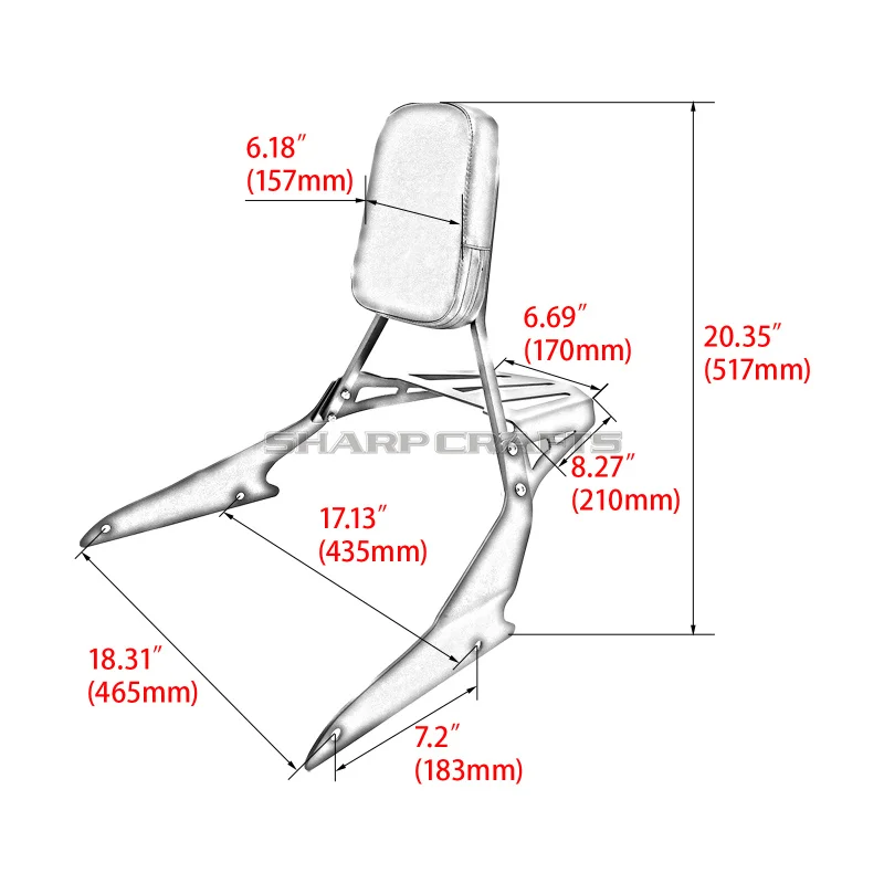 Motorcycle Backrest Sissy Bar Luggage Rack Cushion Pad For Suzuki Boulevard M109R M109R2 M109RZ Limited Edition Boss 2006-2020