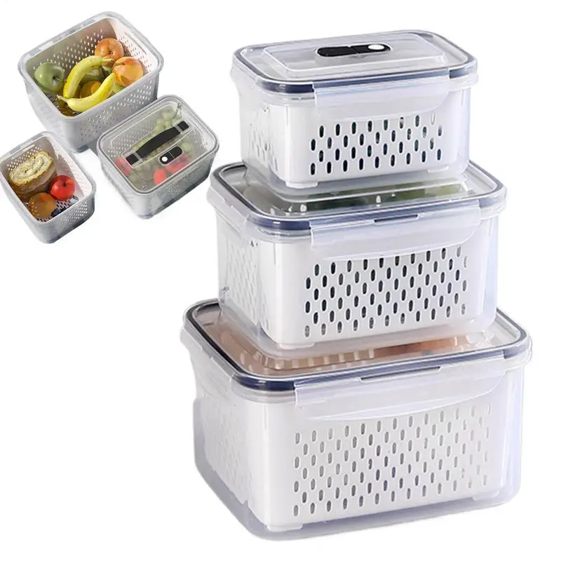 Clear Fridge Organizer Bins Refrigerator Organizers With Lids Handle Fruit Containers Refrigerator Organizer Bins Stackable Food