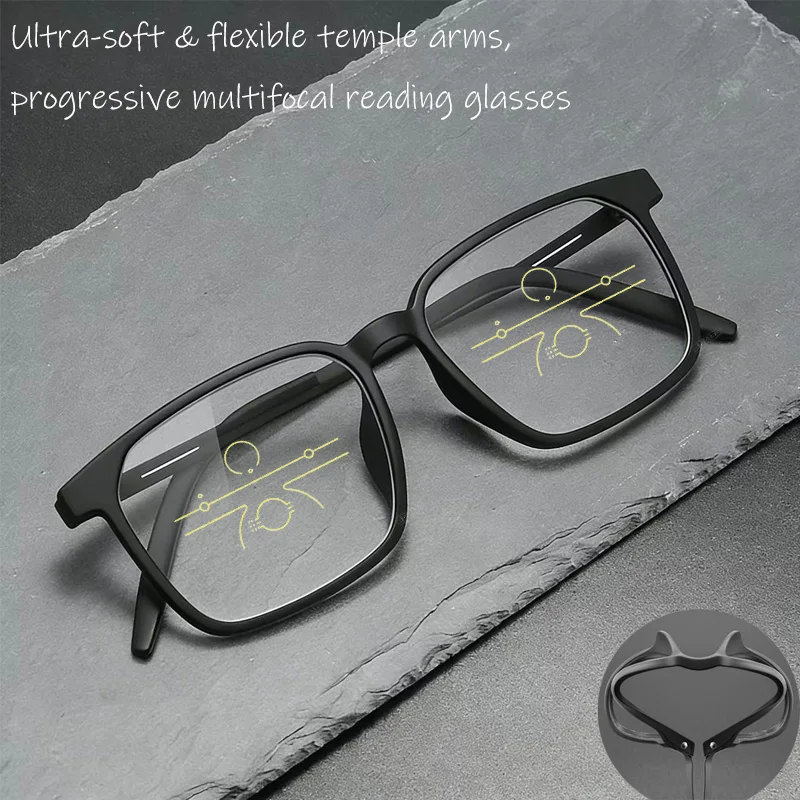 Gafas de lectura multifocales progresivas de titanio puro para hombres y mujeres, gafas de doble uso para ver de lejos y de cerca, anti-luz azul, ajuste automático