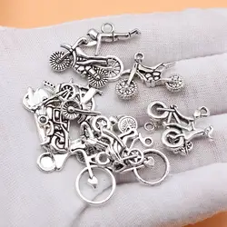 Jewelry Materials Antique Silver Color Motorcycle Bicycle Electric Bicycle Charms Collection  New In Car Pendant 11pcs