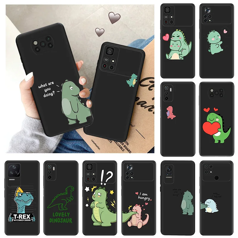 Мягкие чехлы для Xiaomi Mi Poco X4 Pro F3 F4 GT F5 X3 X5 5G M4 M3 M5S C51 C50 C40 M5, сомнения, динозавр, любовь, черный чехол для телефона