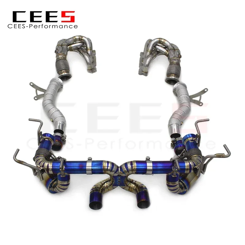 CEES Exhaust Downpipe Manifold for Ferrari 458 V8 4.5 2013-2016 High Performance Titanium Car Exhaust Pipe System Muffler Escape