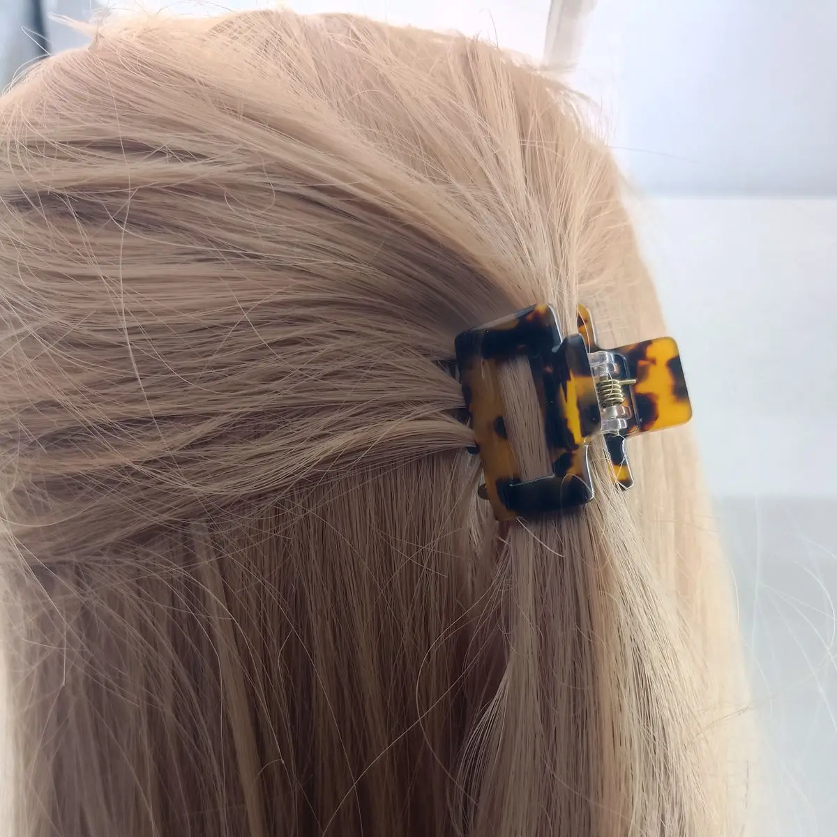 1/2/3 PCS Mini Small Square Hollow Leopard Print Multi-color Checkerboard Clip Personality Simple Acrylic Small Claw Hairpines