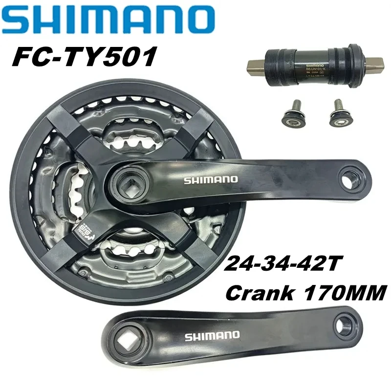 Shimano Tourney MTB Cranset FC-TY501 42-34-24T Square Hole Crankset 3x6/7/8 Speed 18/21/24s Bike Crankset UN101