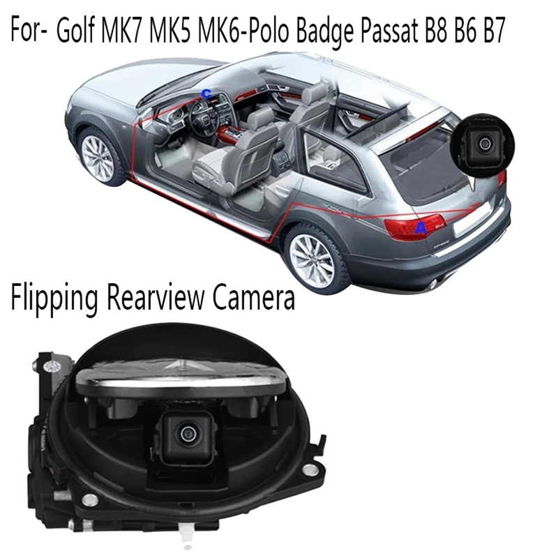 

Car Flipping Rearview Camera with Wire for Passat B8 B6 B7 Golf MK7 MK5 MK6-PoloTrunk Switch Reverse Parking HD Camera