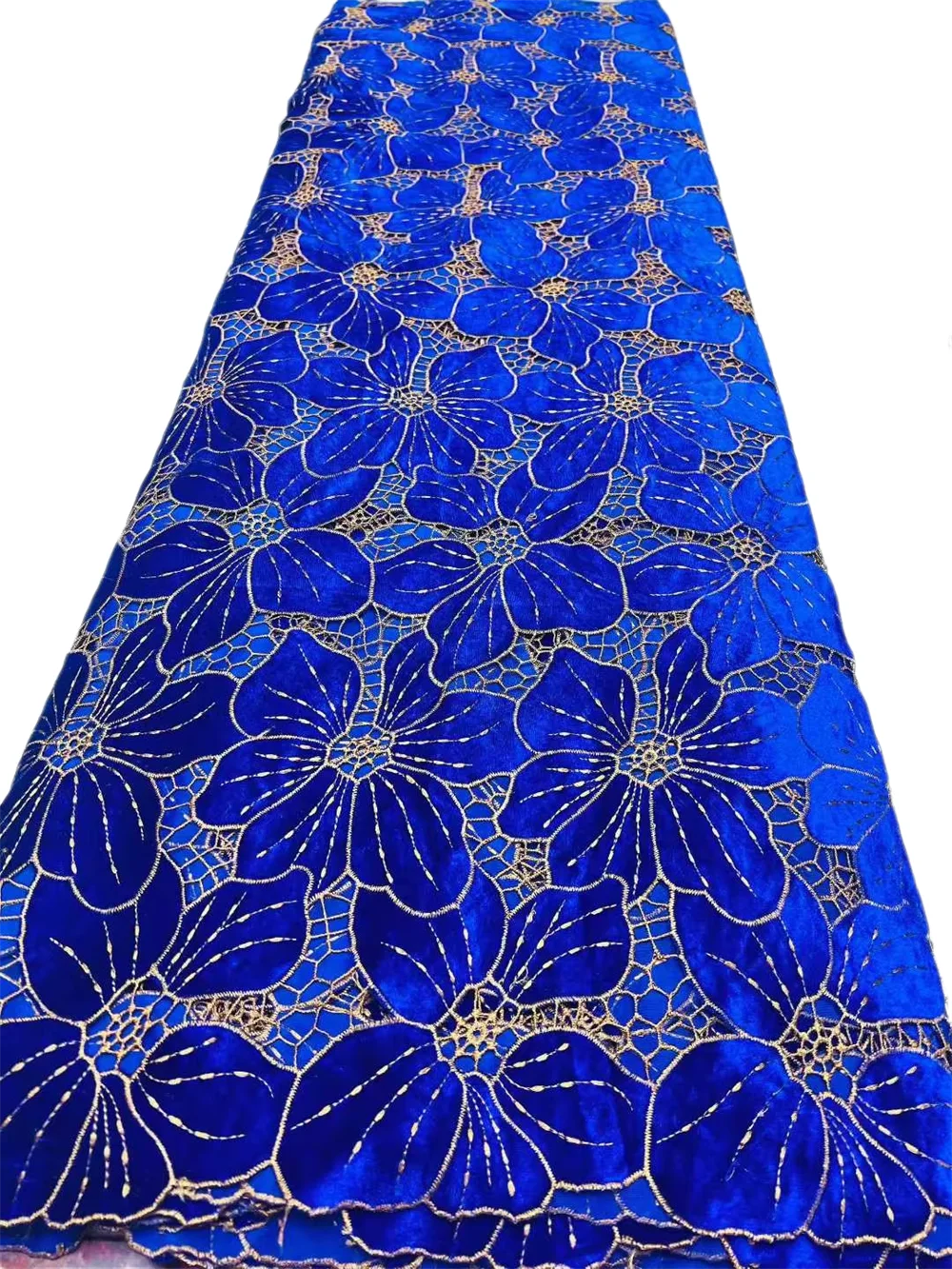 Wholesale French Velvet Guipure Lace Fabric 2026 High Quality Flocking Nigerian African Laser Cut Velvet Lace For Party Dresses