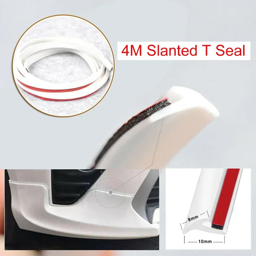 4 Meters White 8MM*10MM T-Shape Rubber Car Door Seal Strip Hood Trunk Edge Weatherstrip Moulding Trim Waterproof Seal Strip