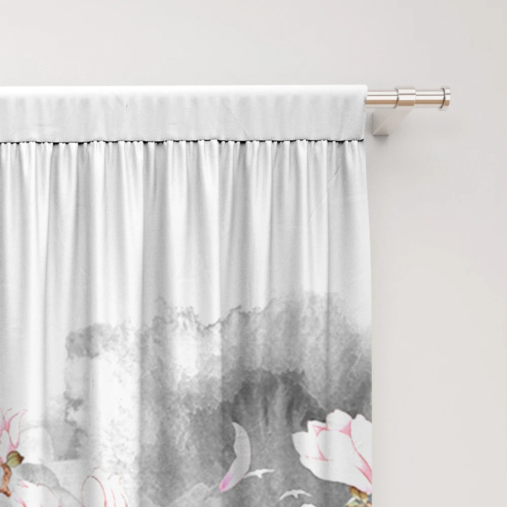 2PC Home Decoration Screen Curtain, Wax Plum Background Screen Curtain Suitable For Kitchen, Coffee Shop, Living Room, Balcony