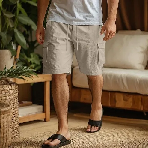 Men's Casual Breathable Shorts 2026 Plain Color Comfortable Outdoor Fashion Shorts for Amazon Cross-border