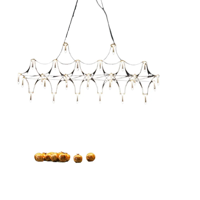 

Restaurant long chandelier light luxury designer simple lobby front desk bar table crystal lighting