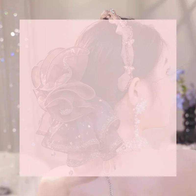 

French Elegant Rhinestones Butterfly Clip Korean Temperament Mesh Ponytail Clip Hair Accessories For Women