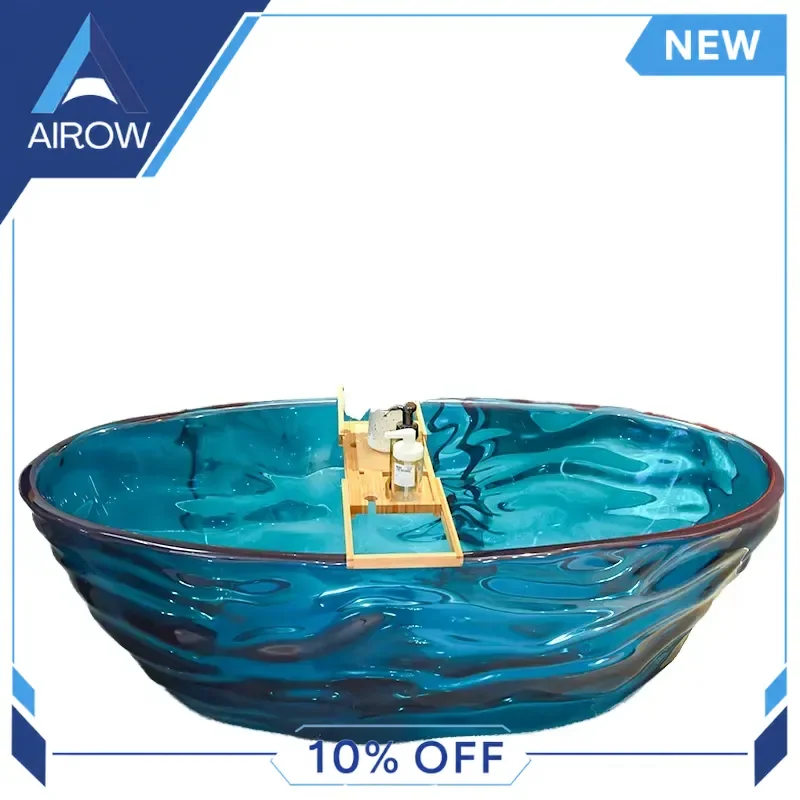 for Luxury Modern Freestanding Bathtub Transparent Resin Soaking Tub Solid Surface Bath Tubs for Home Bathroom Spa Decoration
