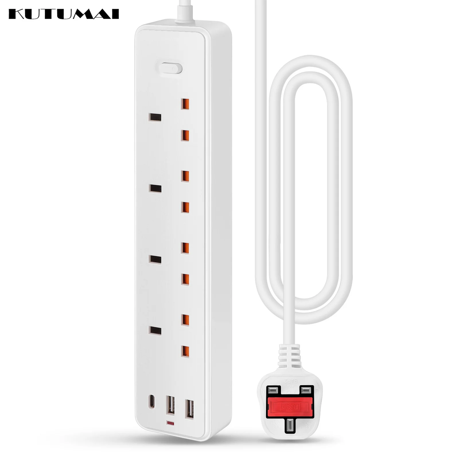 

UK Plug Power Strip with 2 USB 1 Type-c Ports Extension Cord Socket Network Filter AC Outlet 2500W Electrical Charge Adapter