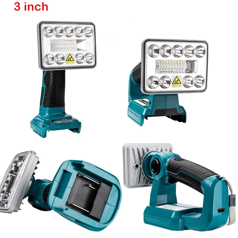 18V Cordless LED Flashlight Work Light Flashlight For Makita LED Lamp Without Battery USB Outdoor Emergency Lighting Spotlight