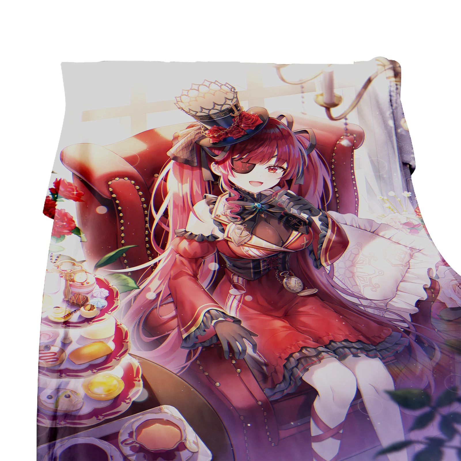 Household Soft Anime Gameing Series houshou marine Printed Plush Flannel Fleece Throw Blanket for Couch Sofa Bedding Living Room