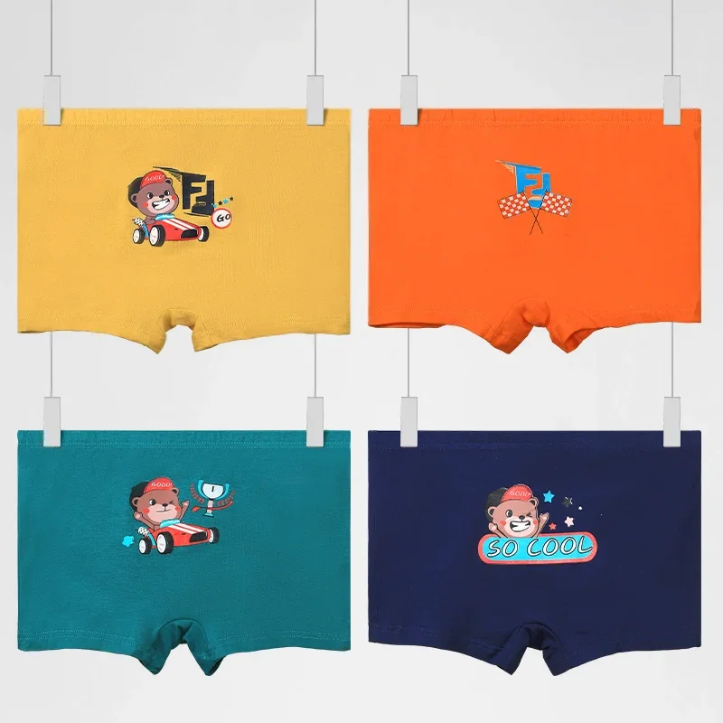 5PC Men's underwear, children's cotton soft, boys' flat shorts, cartoon summer thin boys' four-cornered baby underpants
