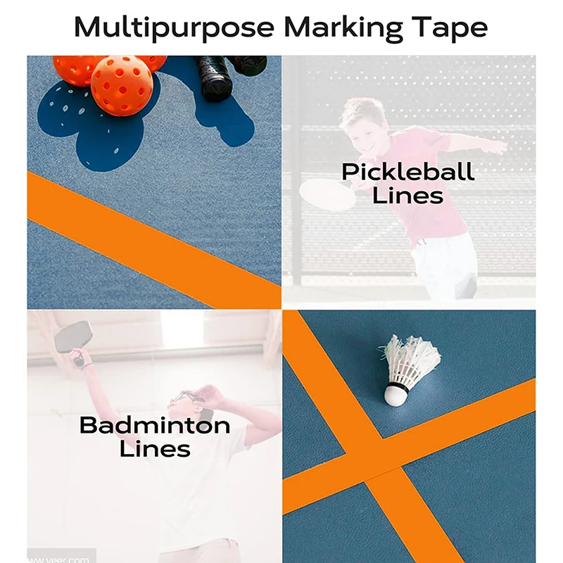 1 Pc Pickleball เทปสําหรับศาลกลางแจ้งชั่วคราว Pickleball Court Line เทป Court เครื่องหมายชุดสําหรับ Pickleball