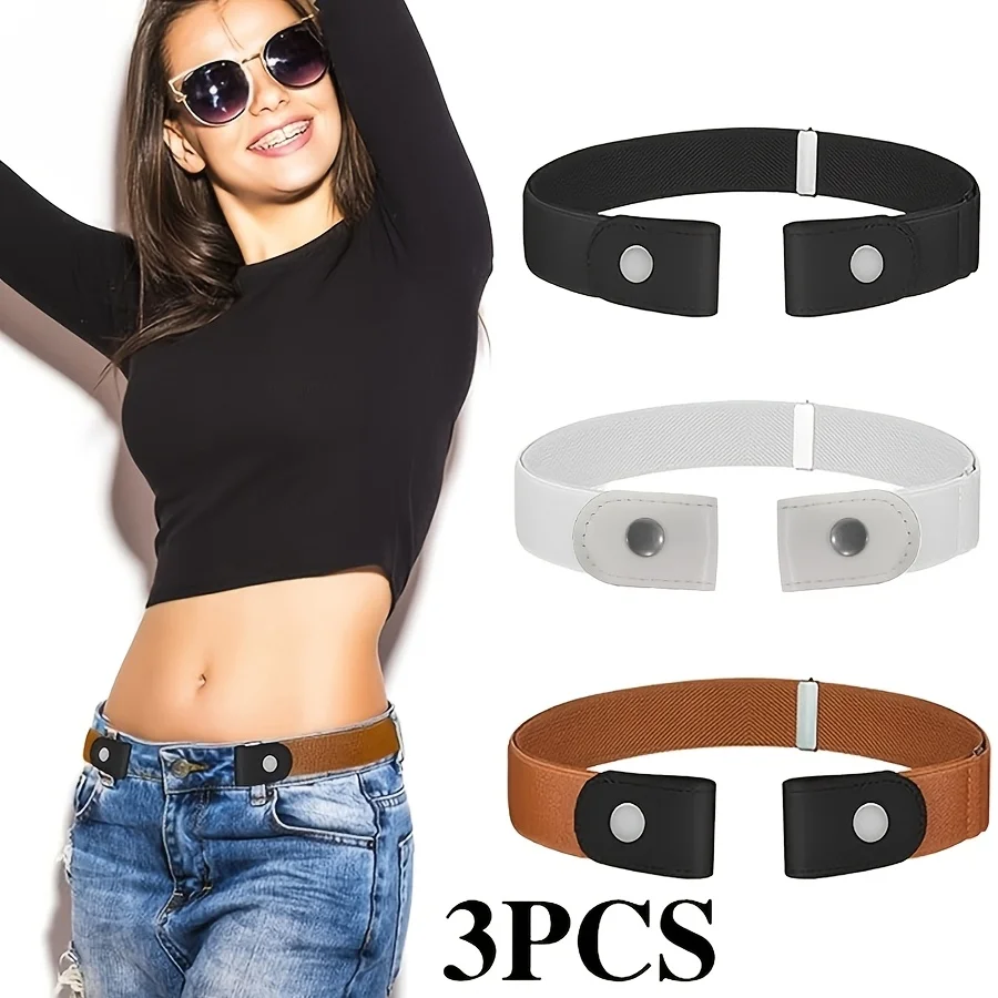 3pcs Adjustable No-Hole Invisible Waist Belt for Men and Women - Elastic and Comfortable Fit, Anti-Slip Design, Casual Wear