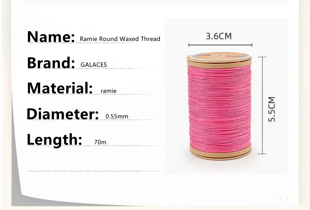 GALACES 0.55mm 70m Eco-friendly Ramie Round Waxed Thread for Leather Sewing Bracelet Veaving Book BInding