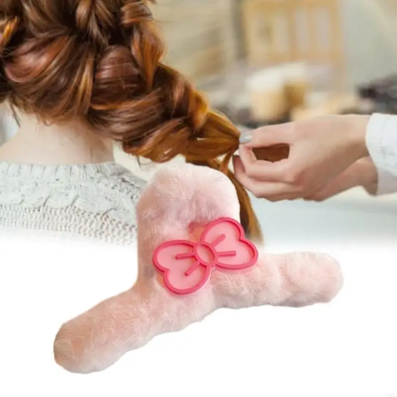 نجمة خماسية وردية اللون من القطيفة لاصطياد الشعر على شكل نجمة Bowknot للفتيات Y166 #1