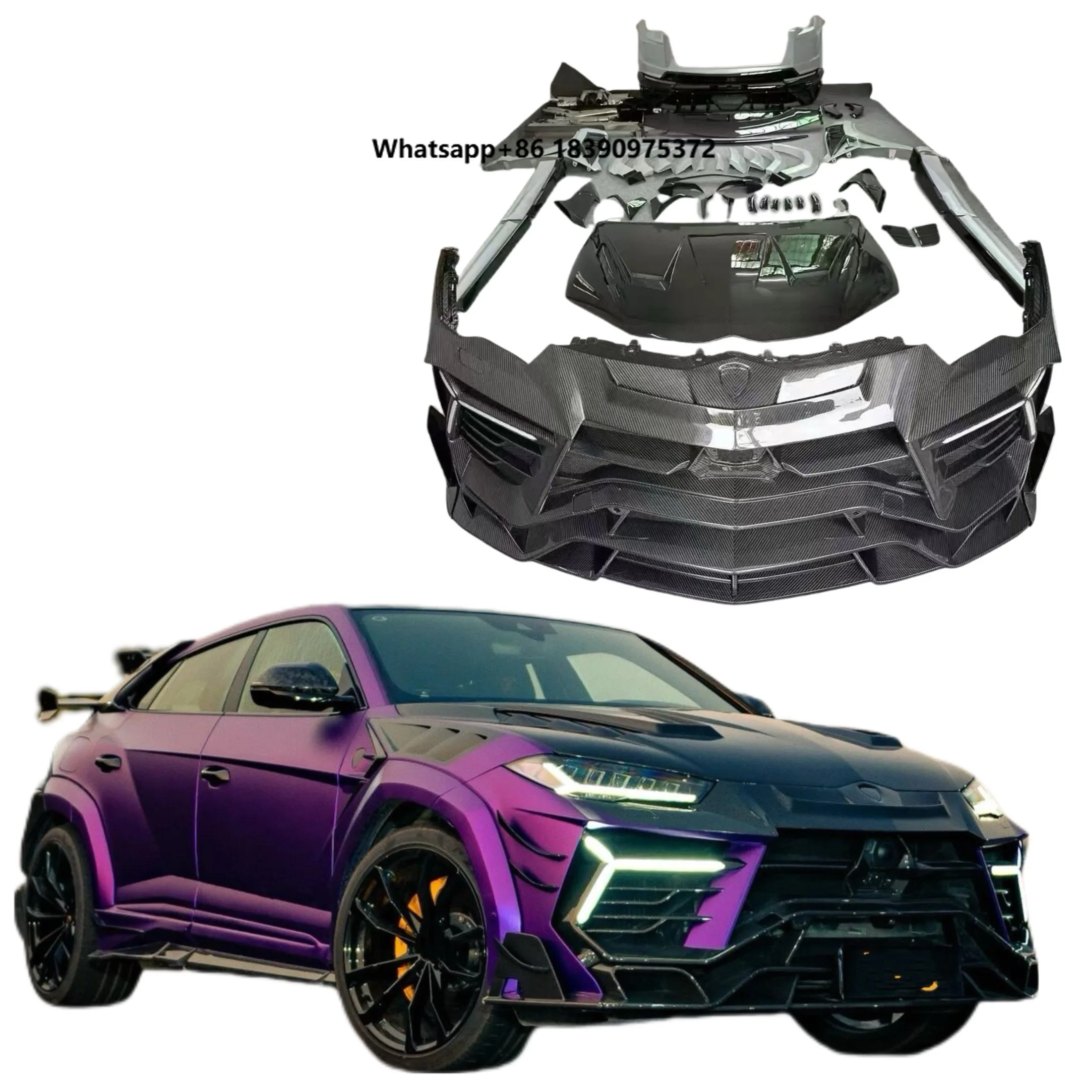 For Lamborghini Urus Upgrade MSY Style Dry Carbon Fiber Front Bumper Assembly Fender Arch Side Skirts Rear Wing Body Kit
