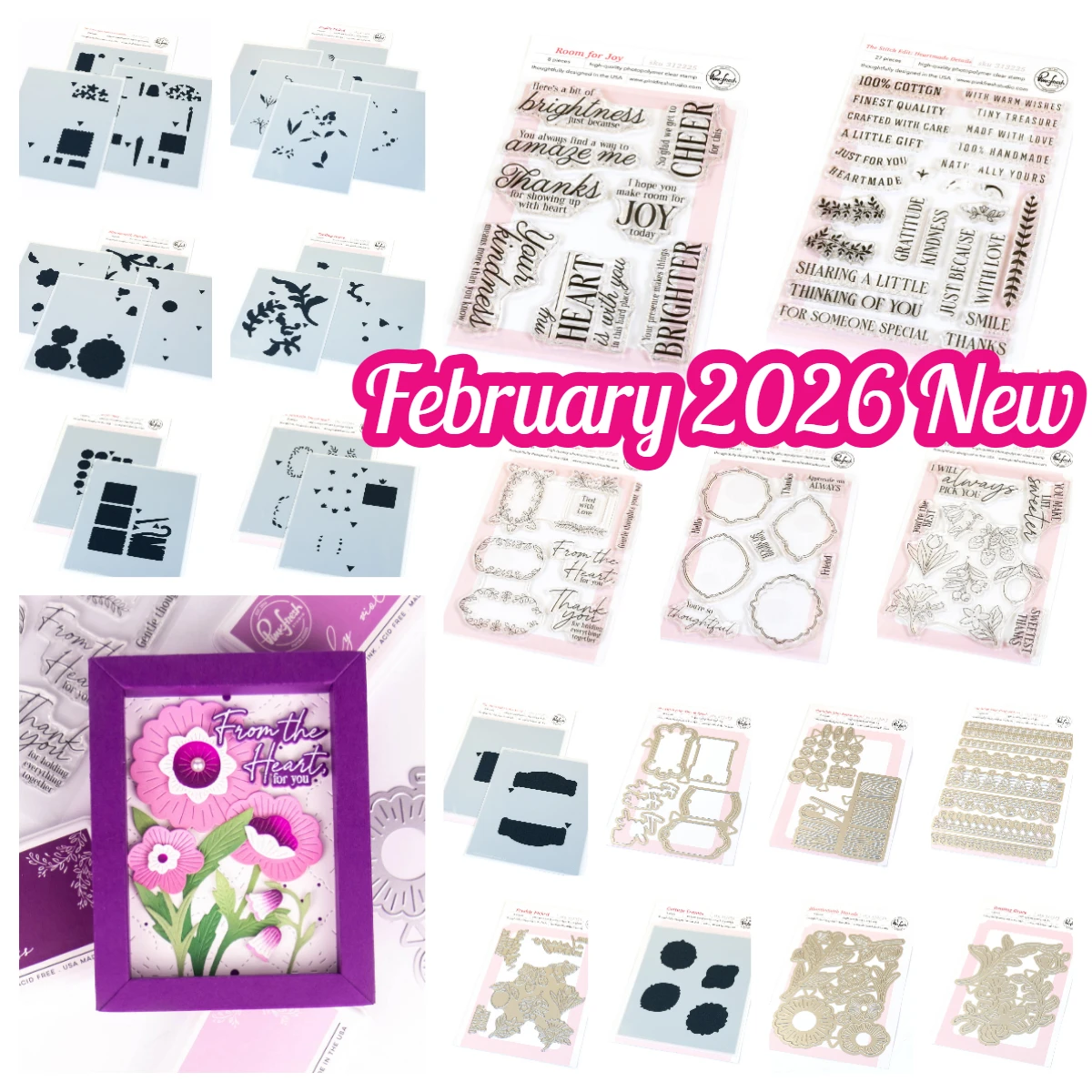 

2026 February Pink fresh Die Cut Cottage Frames Room for Joy Sentiment Stamp Dies Stencil DIY Card Florals Notion Story Lace Die