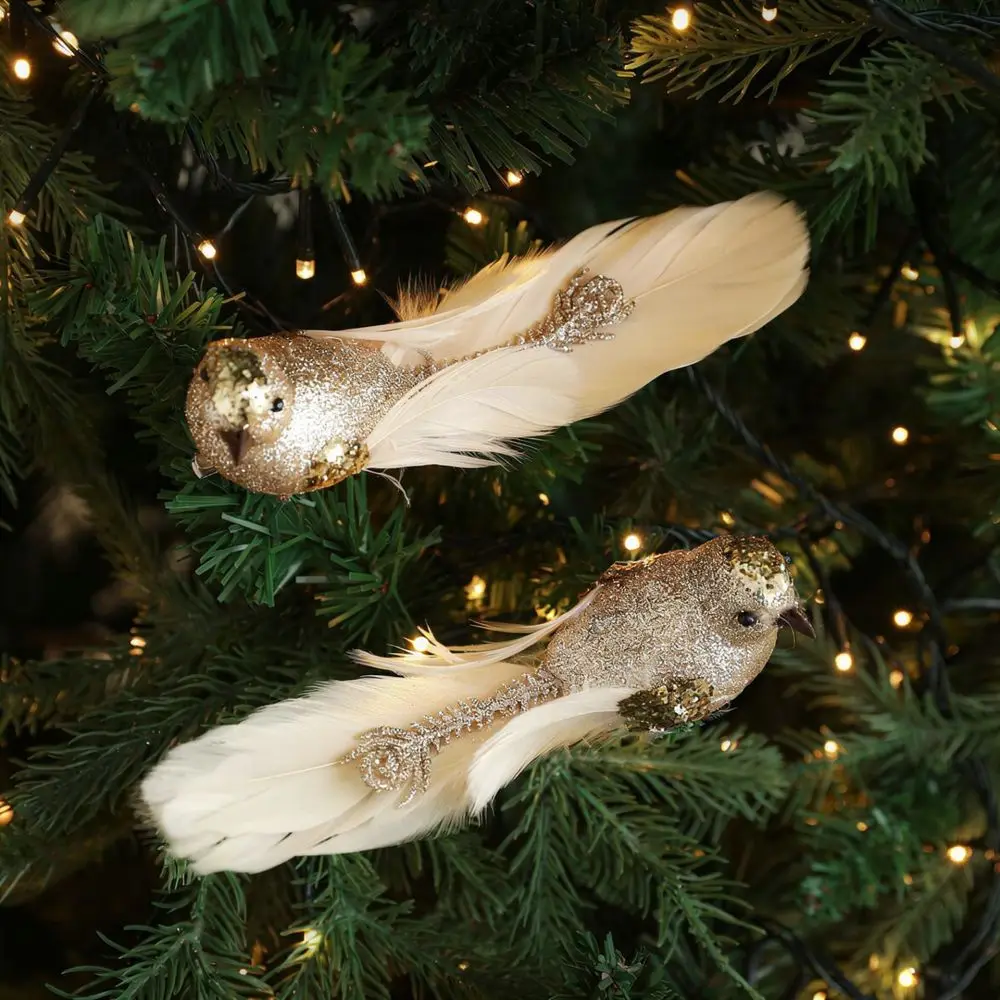 Artificial Feather Bird Figurine Realistic Foam Animal Ornament For Christmas Tree Garden Backyard Home Decor Accessory