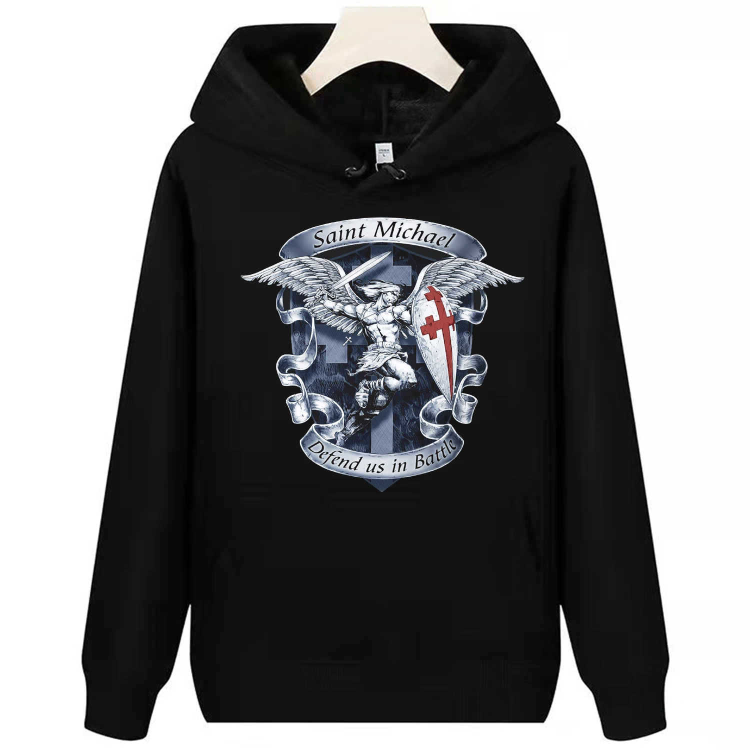 Catholic St Michael Defend Us in Battle The Archangel Sweatshirts New 100% Cotton Casual Mens Pullover Hoodie Fashion Streetwear