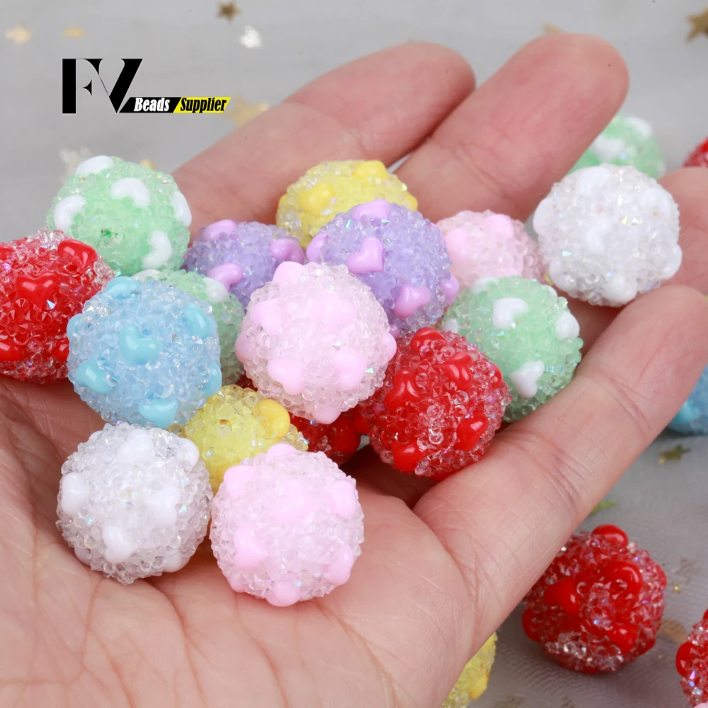 1/5Pcs 18/15MM Suger Flower DIY Beads Making/Rhinestone Effect/Acrylic Bead/Hand Made/Jewelry Findings Bracelet Accessories