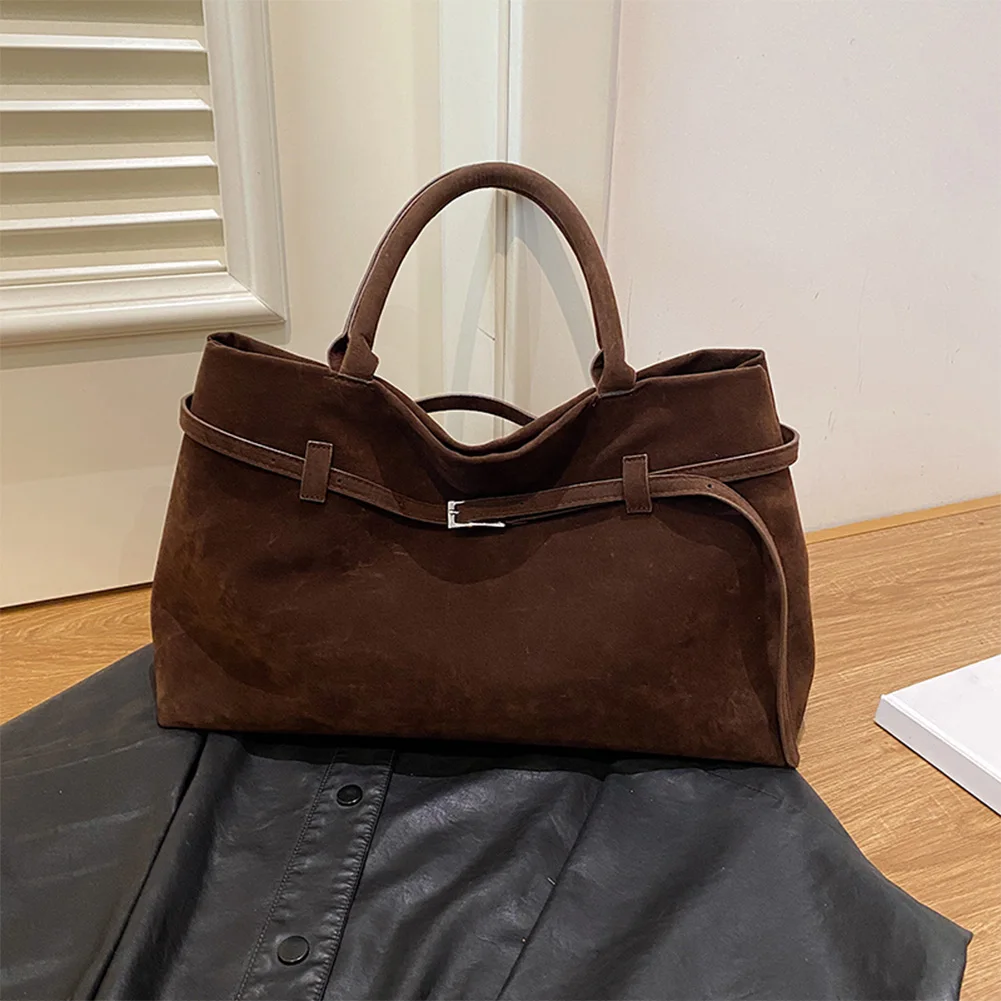 

Large Faux Suede Handbags Women Vintage Casual Totes Solid Color Elegant Lady Work Bag Top Handle Satchel Bags Vintage Fall Bag