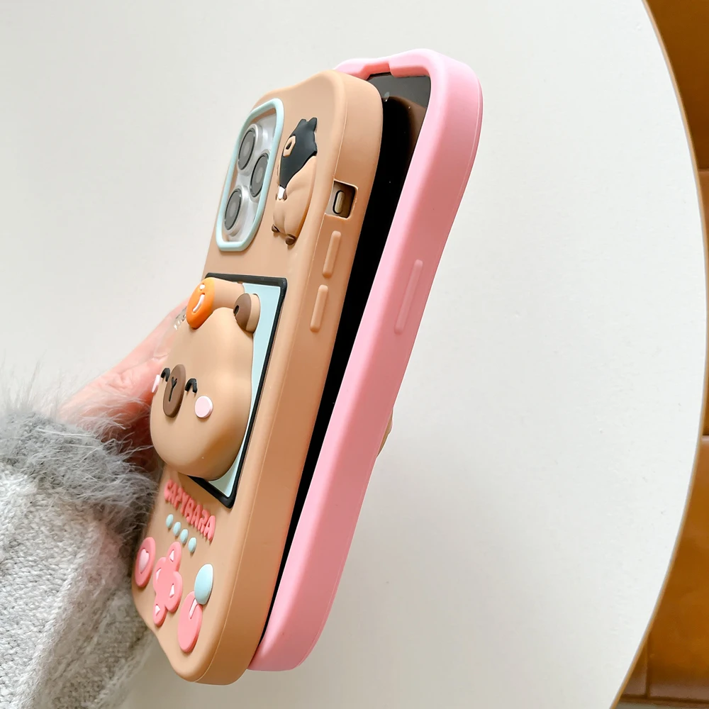 لهاتف iPhone 16، 16Pro، 16promax، حافظة سيليكون ناعمة ثلاثية الأبعاد لهاتف iPhone، غطاء مقاوم للصدمات، غلاف جلدي مقاوم للصدمات، حيوان كرتوني لطيف #3