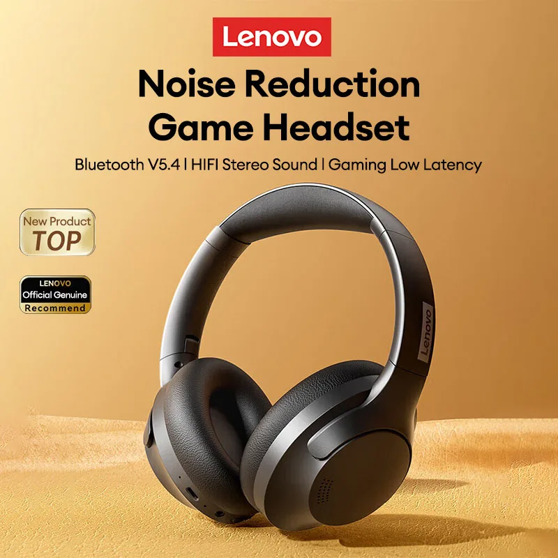 Original Lenovo TH46 Headset Wireless Bluetooth 5.4 HIFI Stereo Sound Noise Reduction Gaming Headphone Long Battery Life Earburd