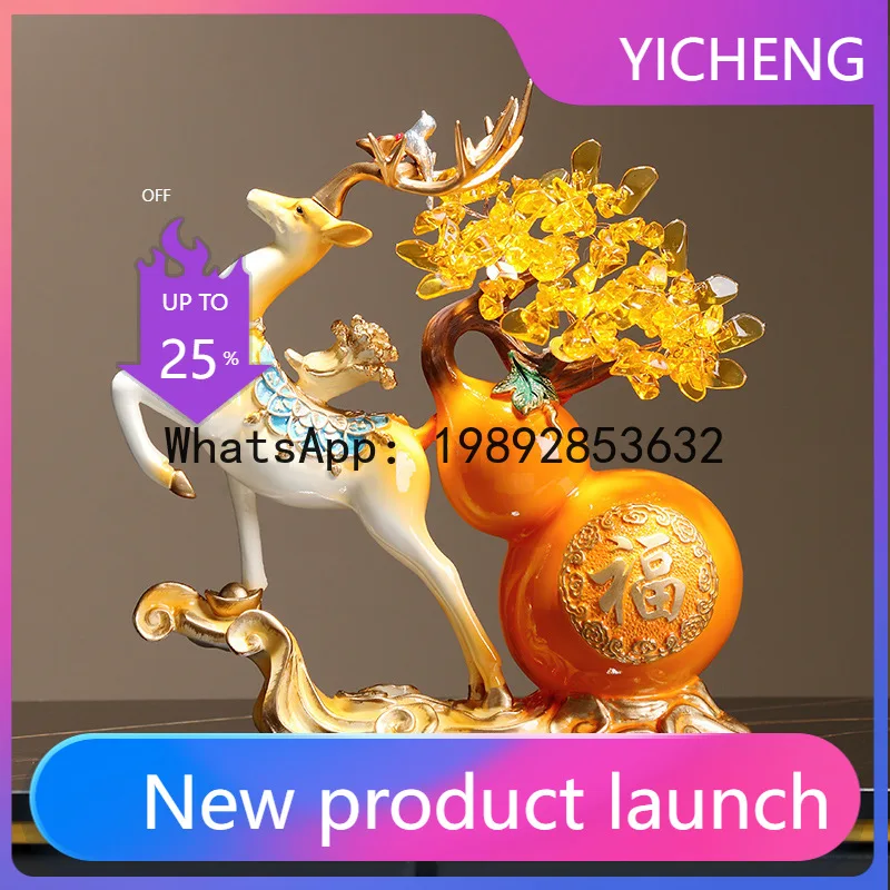 

Hys lucky gourd ornament - decorative deer for home entrance, living room, tv cabinet, office desk